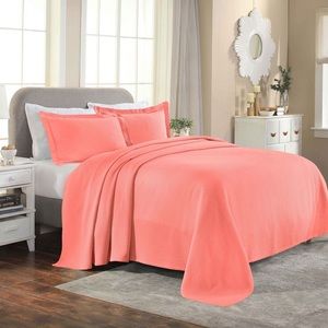 Solitaire Cotton Jacquard Matelasse Bedspread Set - coral